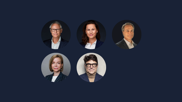 Collection with five portraits of the board of directors