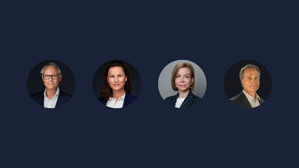 Collection with four portraits of the board of directors